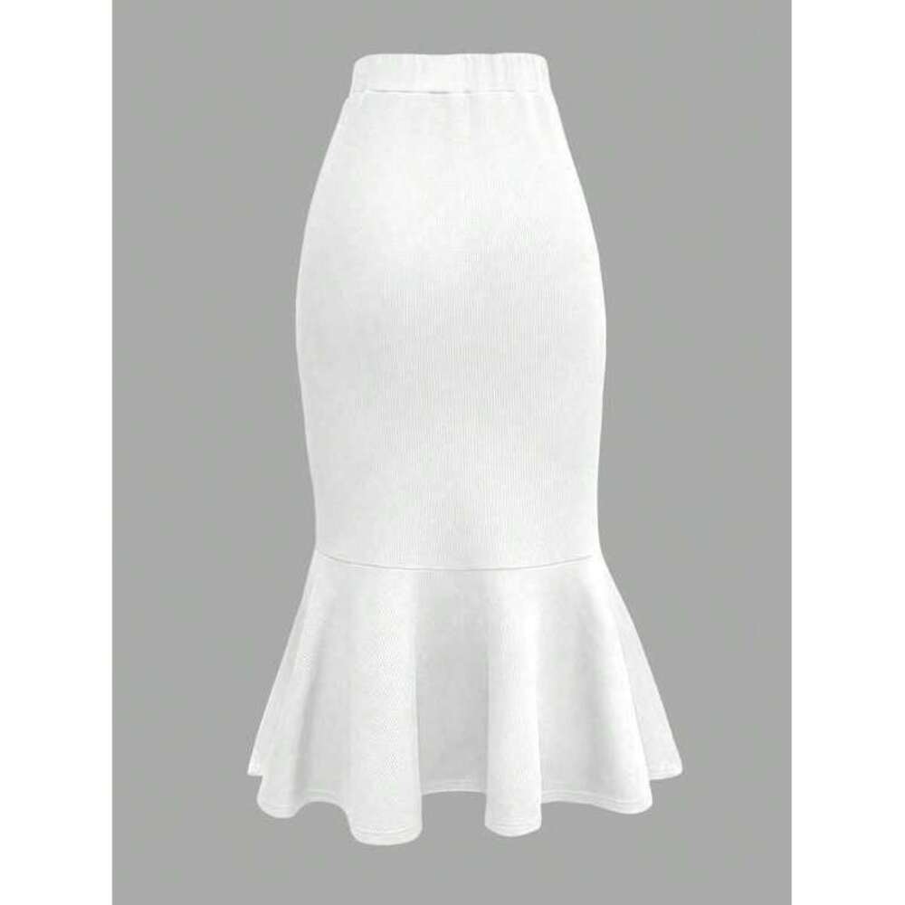 Franclia High Waisted Solid Color Pleated Fish Tail Hem Skirt
